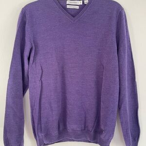 Calvin Klein Merino Wool Men's V-Neck Sweater in Light Purple